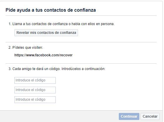 Facebook amigos de confianza